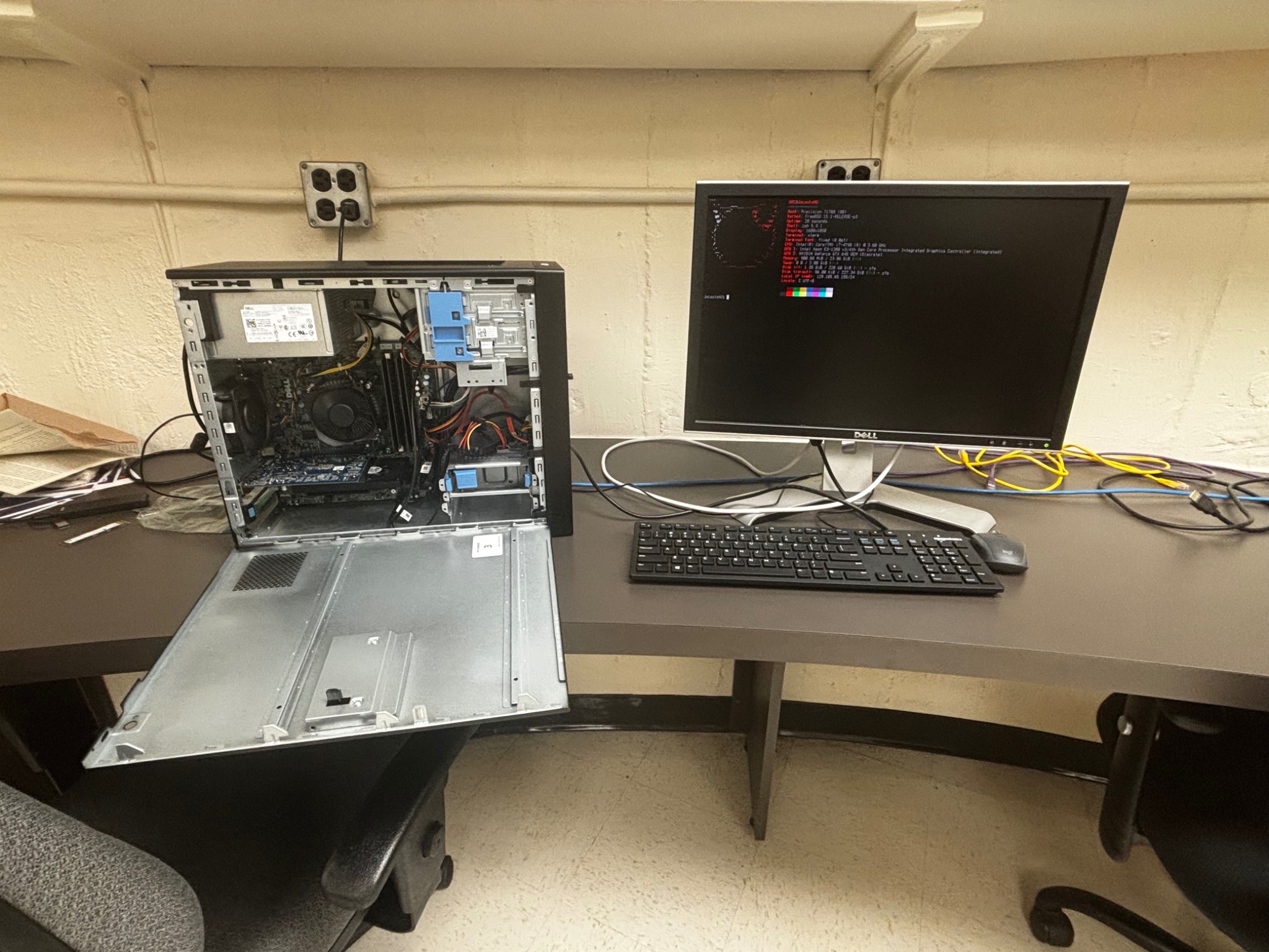 Repurposed observatory server with its case open
